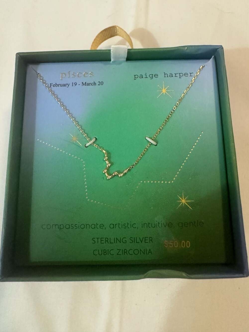 Paige Harper Pisces Zodiac Constellation Sterling Silver Cubic Zirconia Necklace